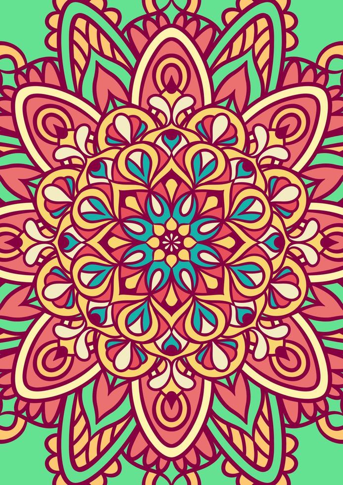 Ethnic Mandala Round Ornament Pattern With Colorful vector