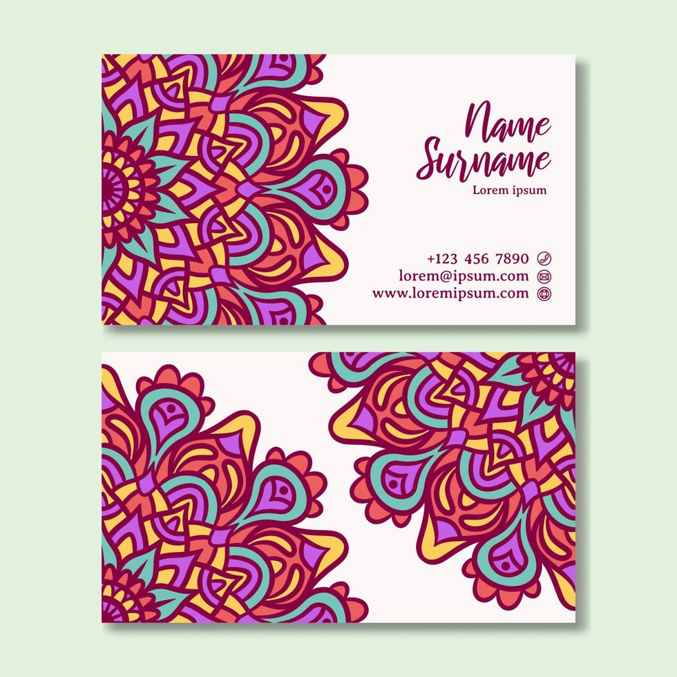 Vintage business card with mandala design template vector