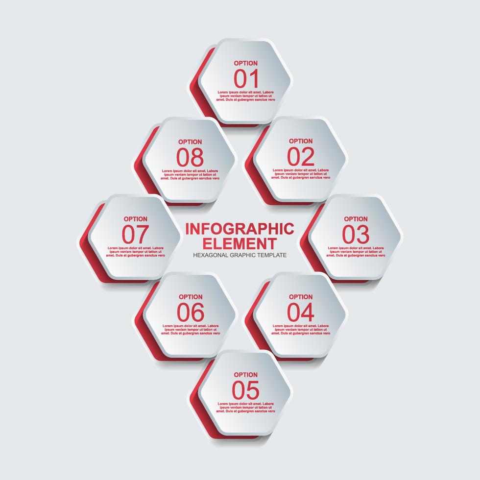 plantilla de vector de elemento infográfico hexagonal