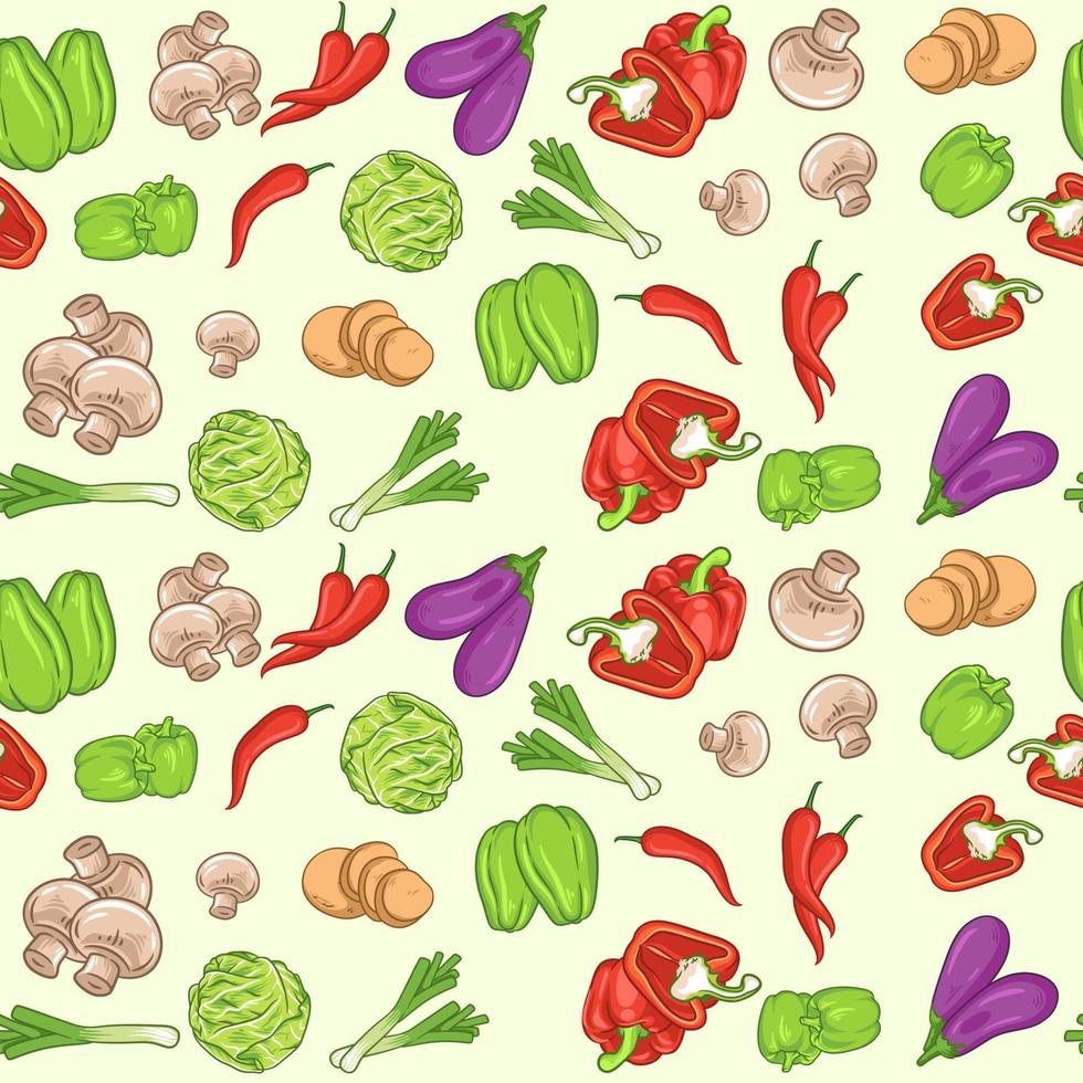 Seamless pattern with fresh vegetables vector
