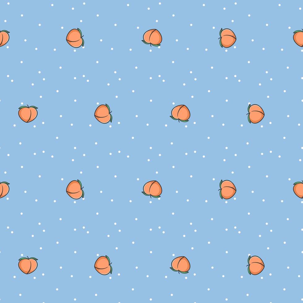 Peaches fruit vector seamless pattern