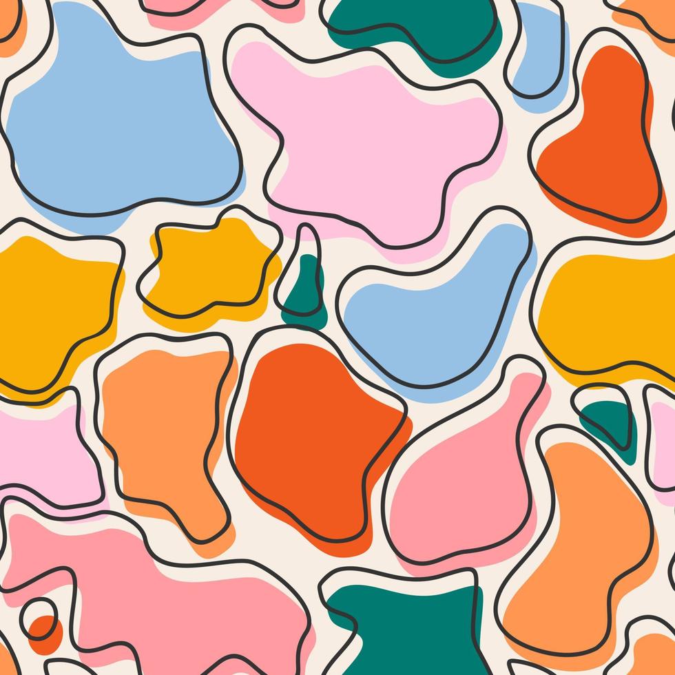 Trendy seamless pattern with abstract shapes, abstract organic shapes vector