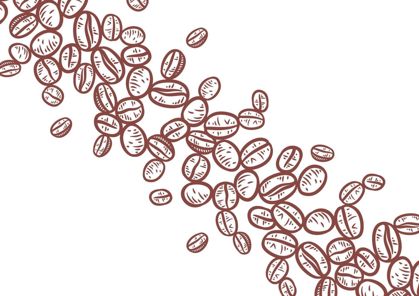 Hand drawn background with coffee beans vector