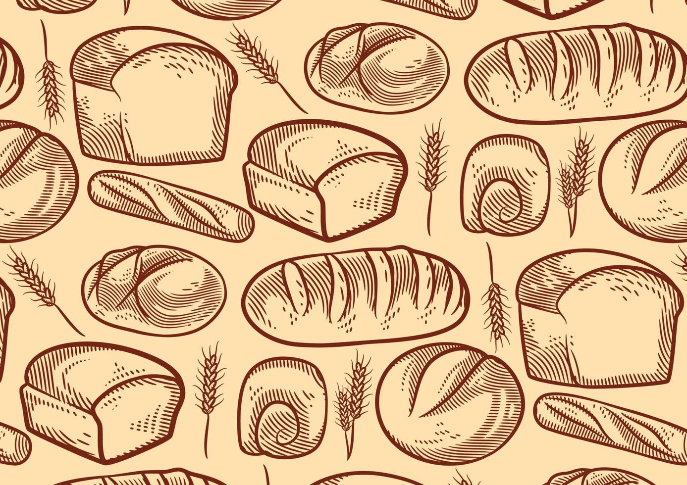 Vintage bakery background with sketched bread vector illustration