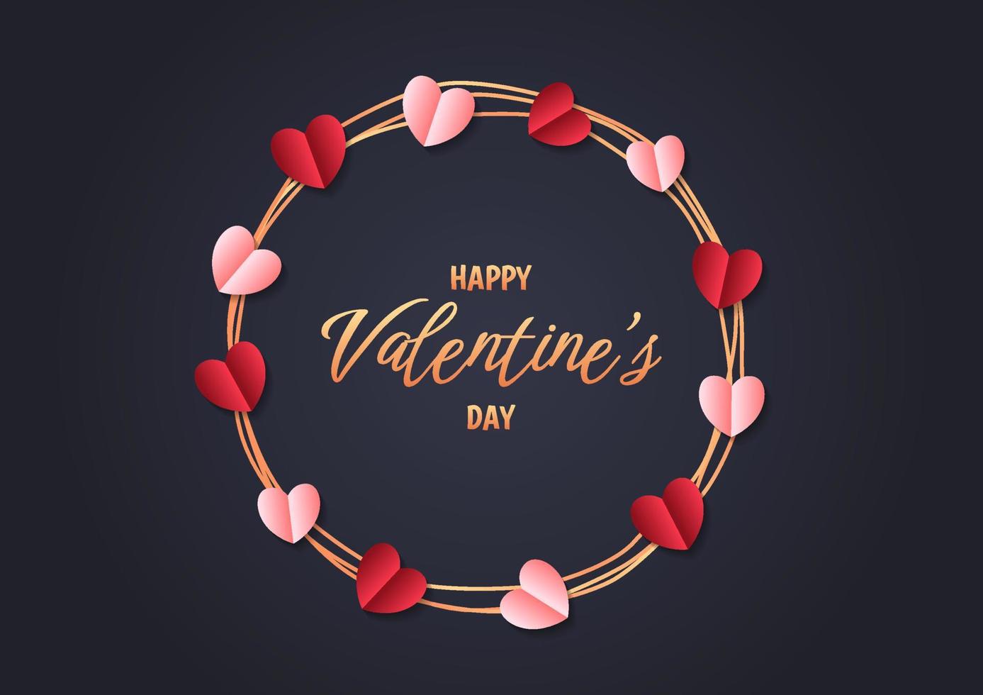 Happy valentine's day heart frame background vector