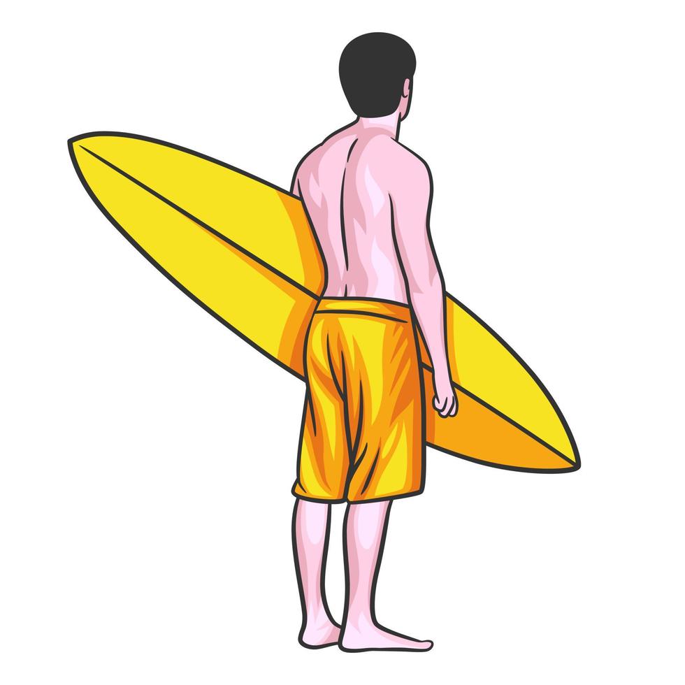 hombre con ilustración de vector de tabla de surf