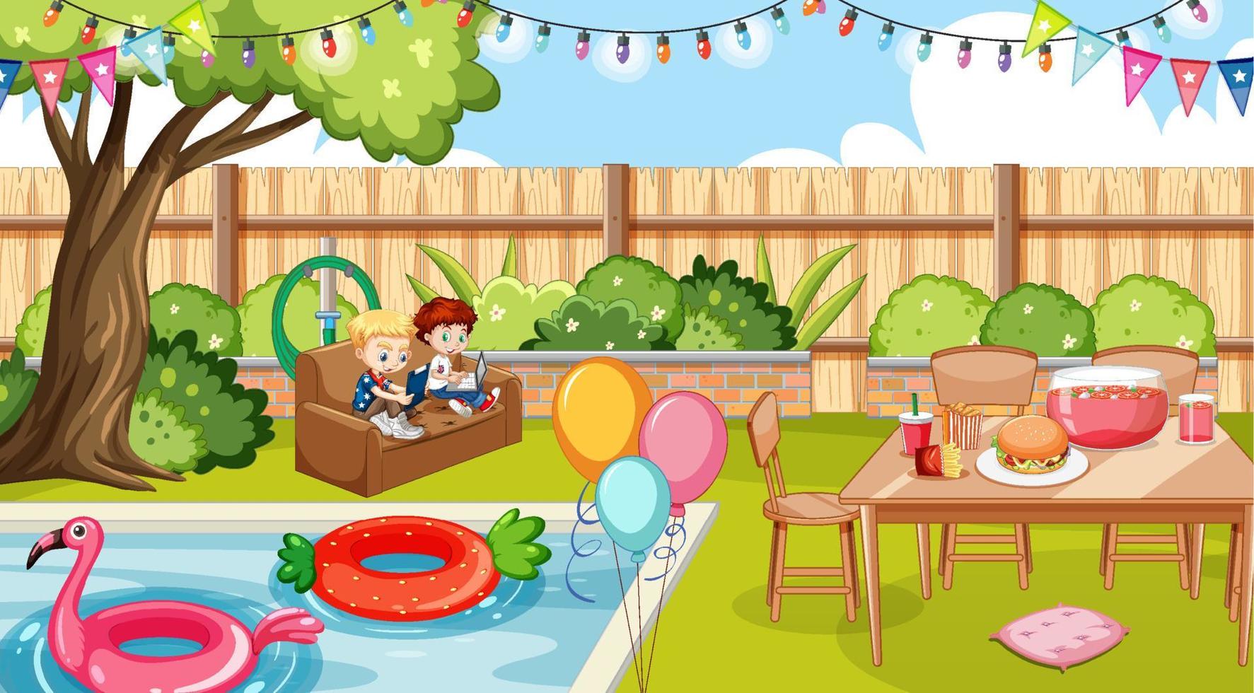 Scene with children in the park vector