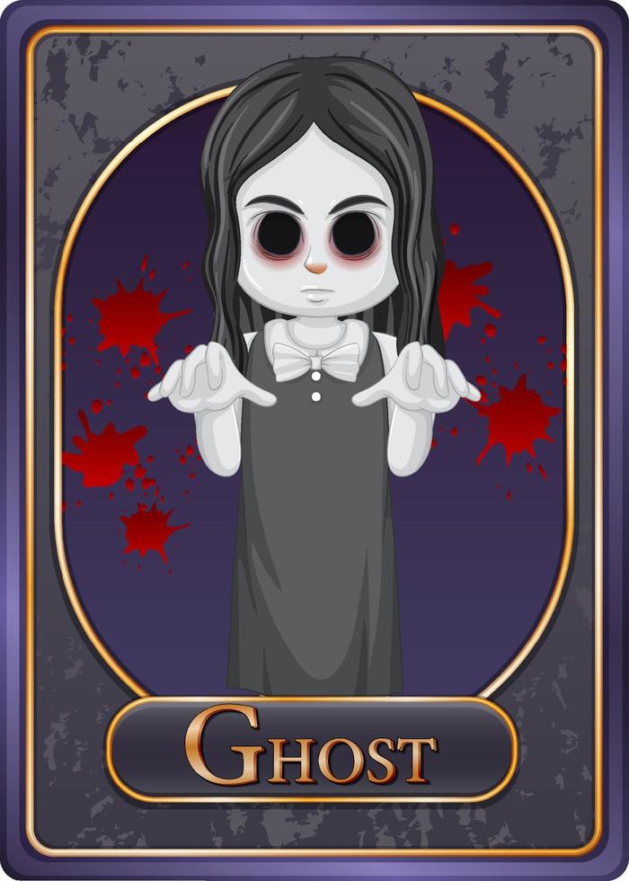 Ghost girl character game card template vector