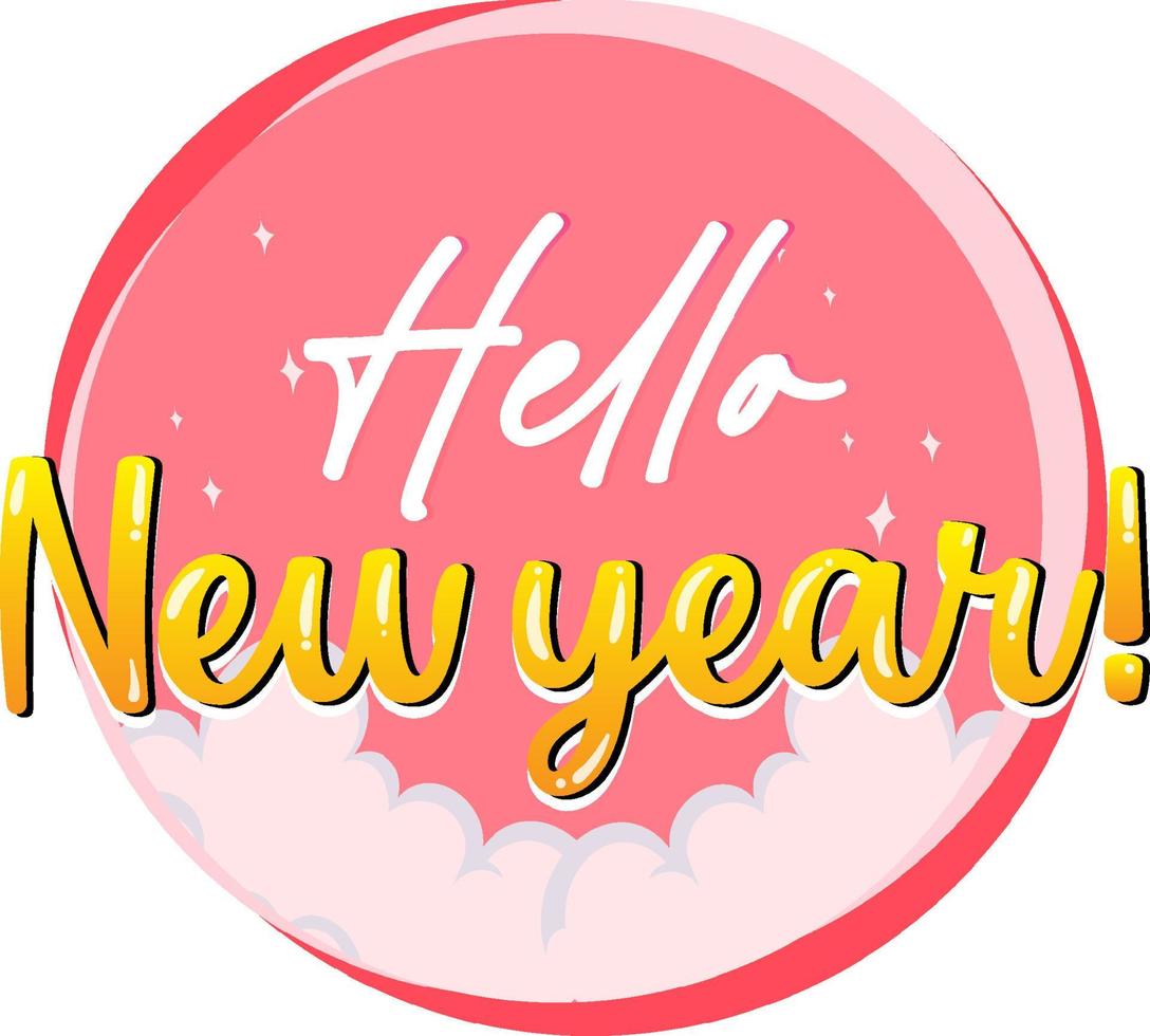 Hello new year font design in yellow vector