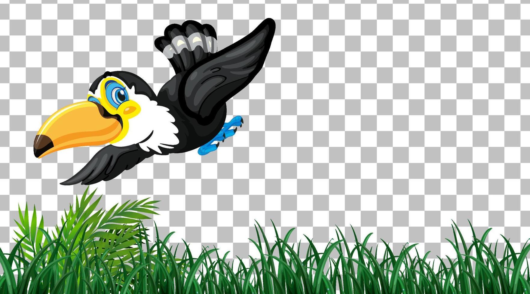 Toucan on the grass field on transparent background vector