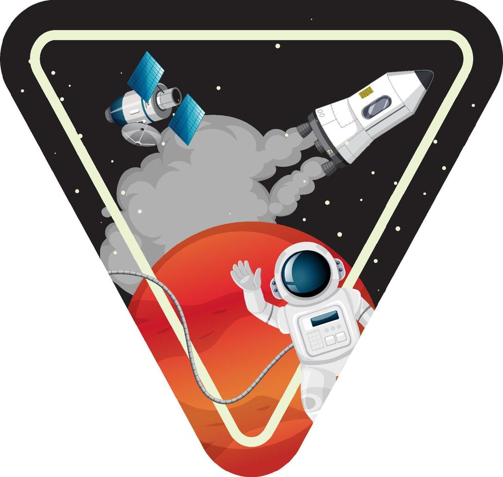 astronauta en la insignia espacial sobre fondo blanco vector