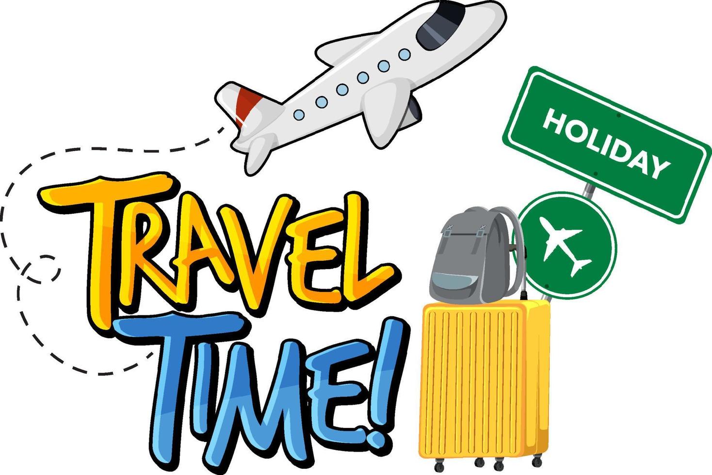 Travel Time typography design with travelling objects vector