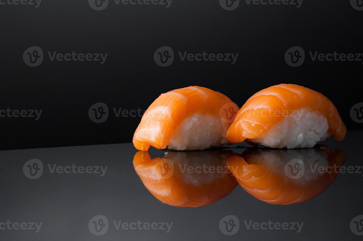 sushi on black background photo