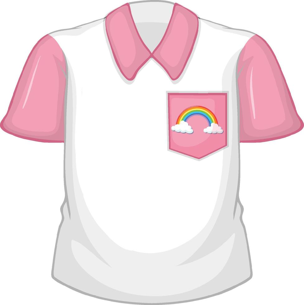 una camisa blanca con mangas rosas sobre fondo blanco vector