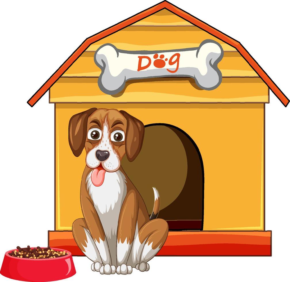 Cute dog sitting in front of pethome vector