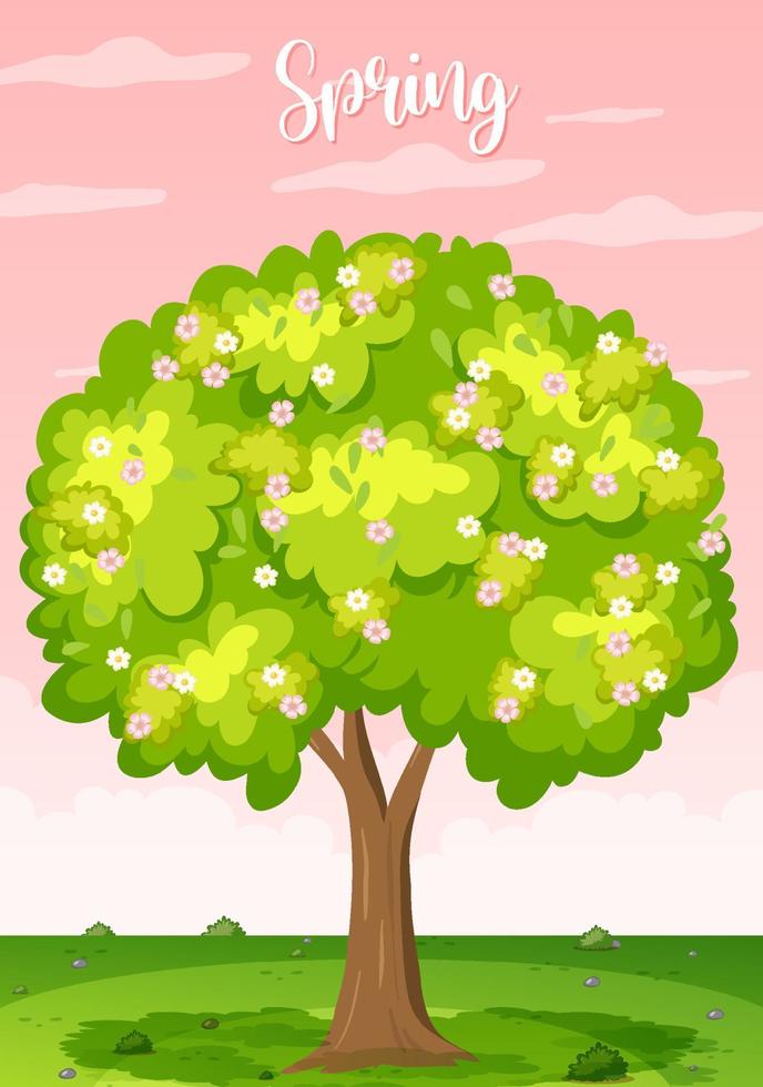 un árbol con flores en primavera vector