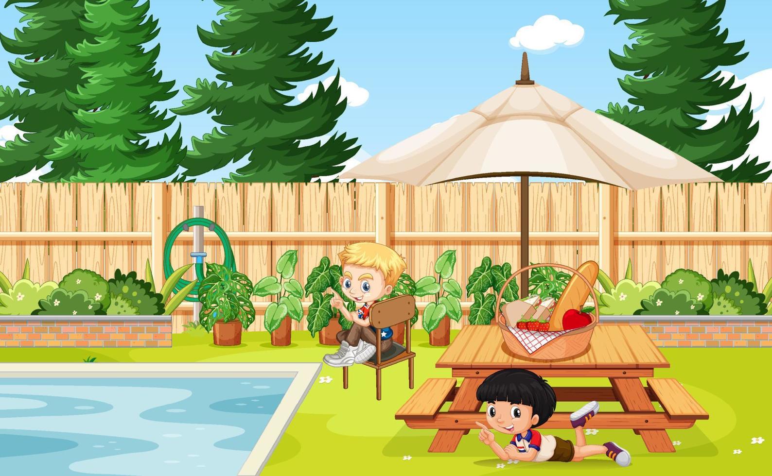 Scene with children in the park vector