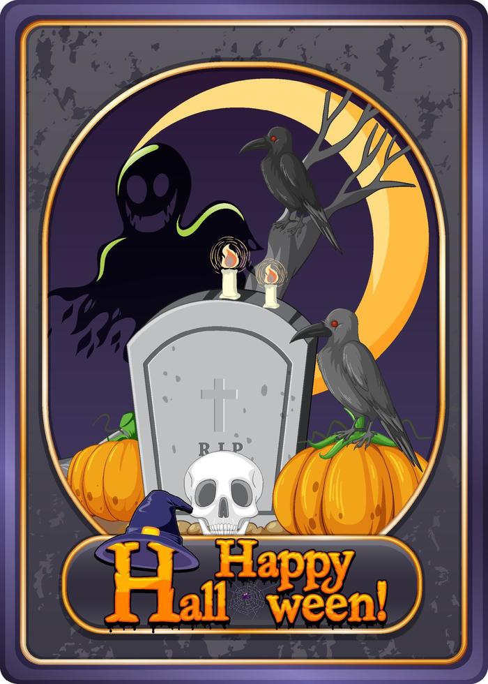 Happy Halloween game card template vector