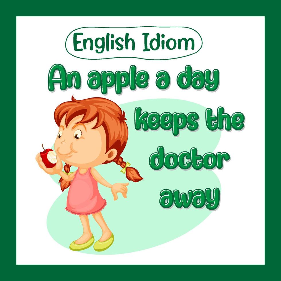 English idiom with an apple a day keeps the doctor away vector