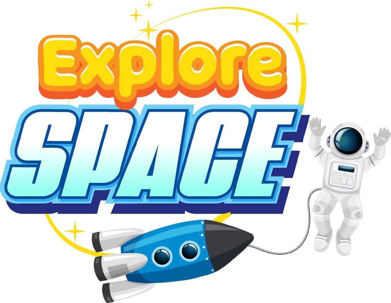 Explore Space word logo design vector