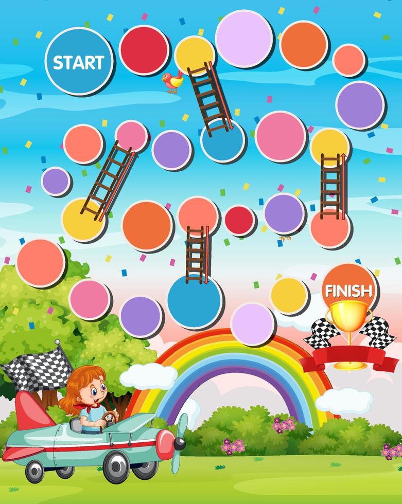 Snake and ladders game template for kindergarten kids vector