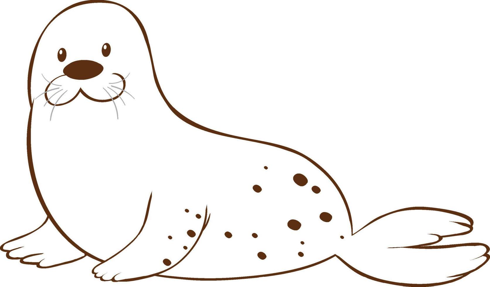 Seal in doodle simple style on white background vector