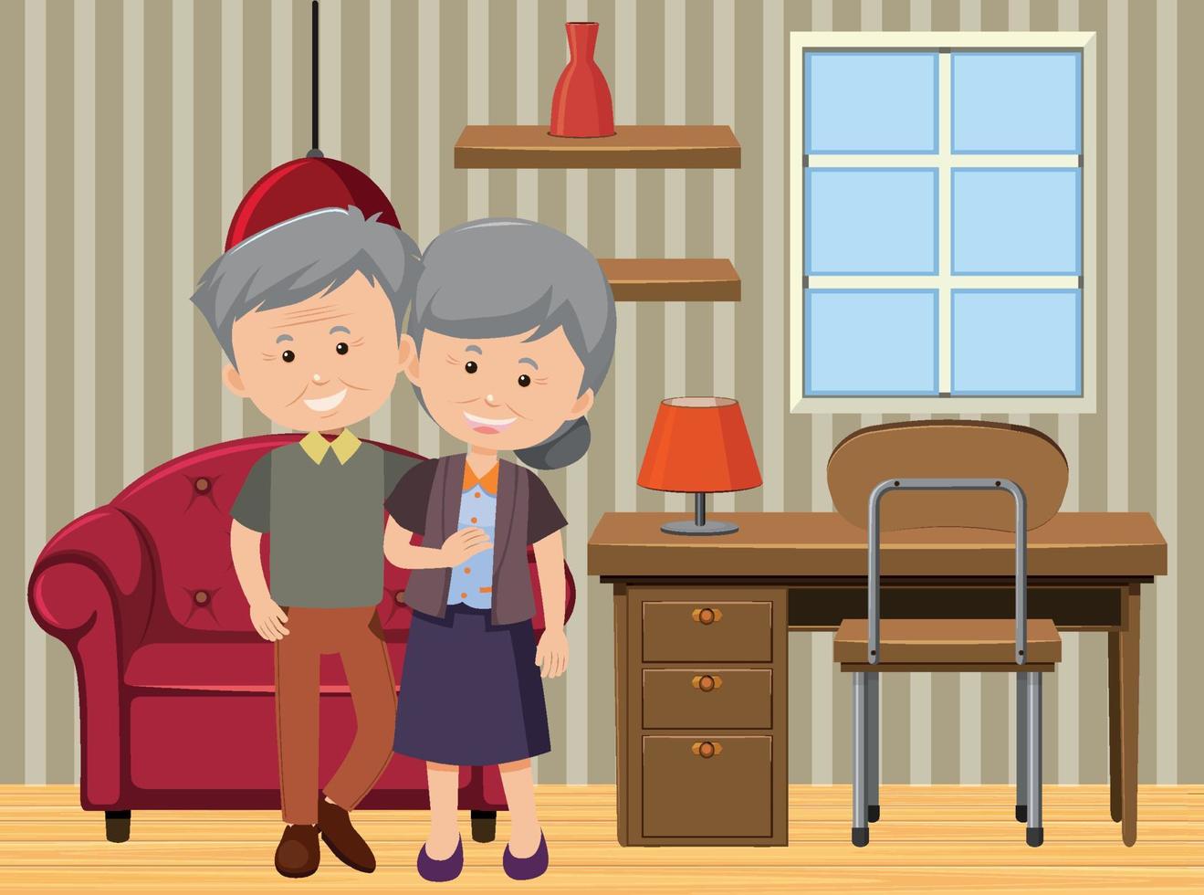 Workroom scene with family members vector