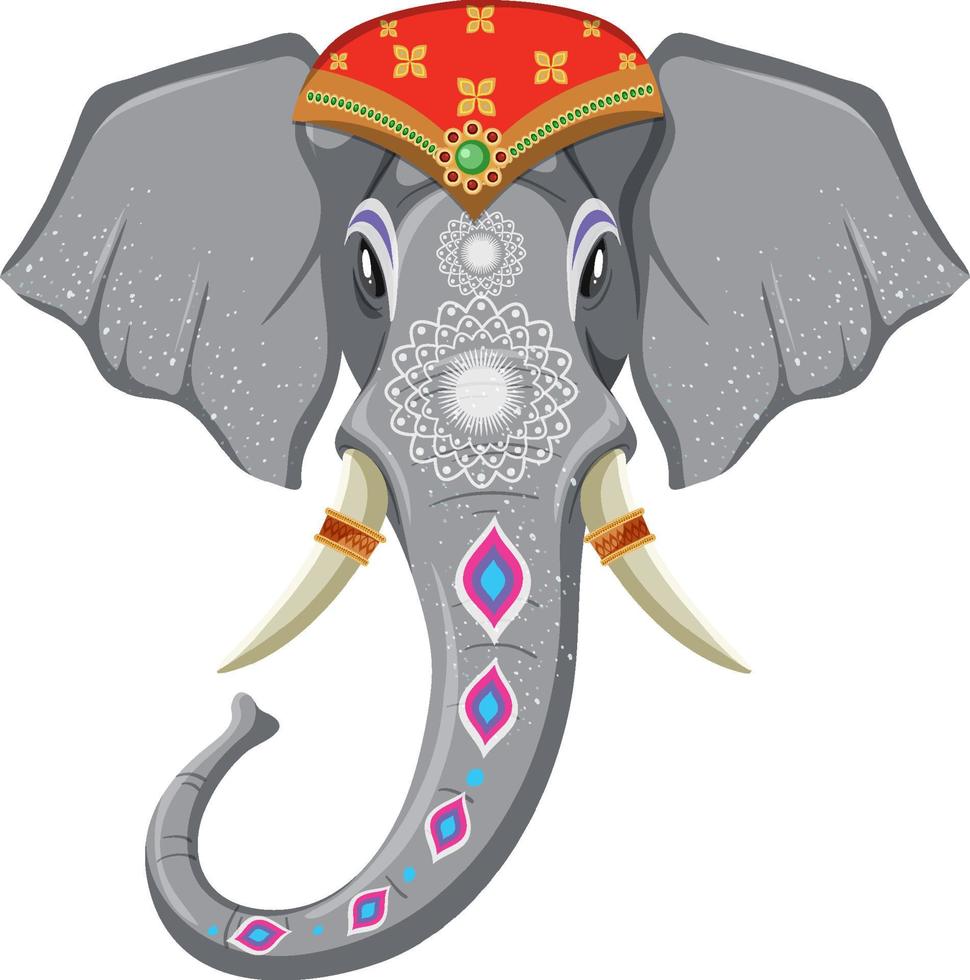 Elephant head decorated with cloth and paints vector