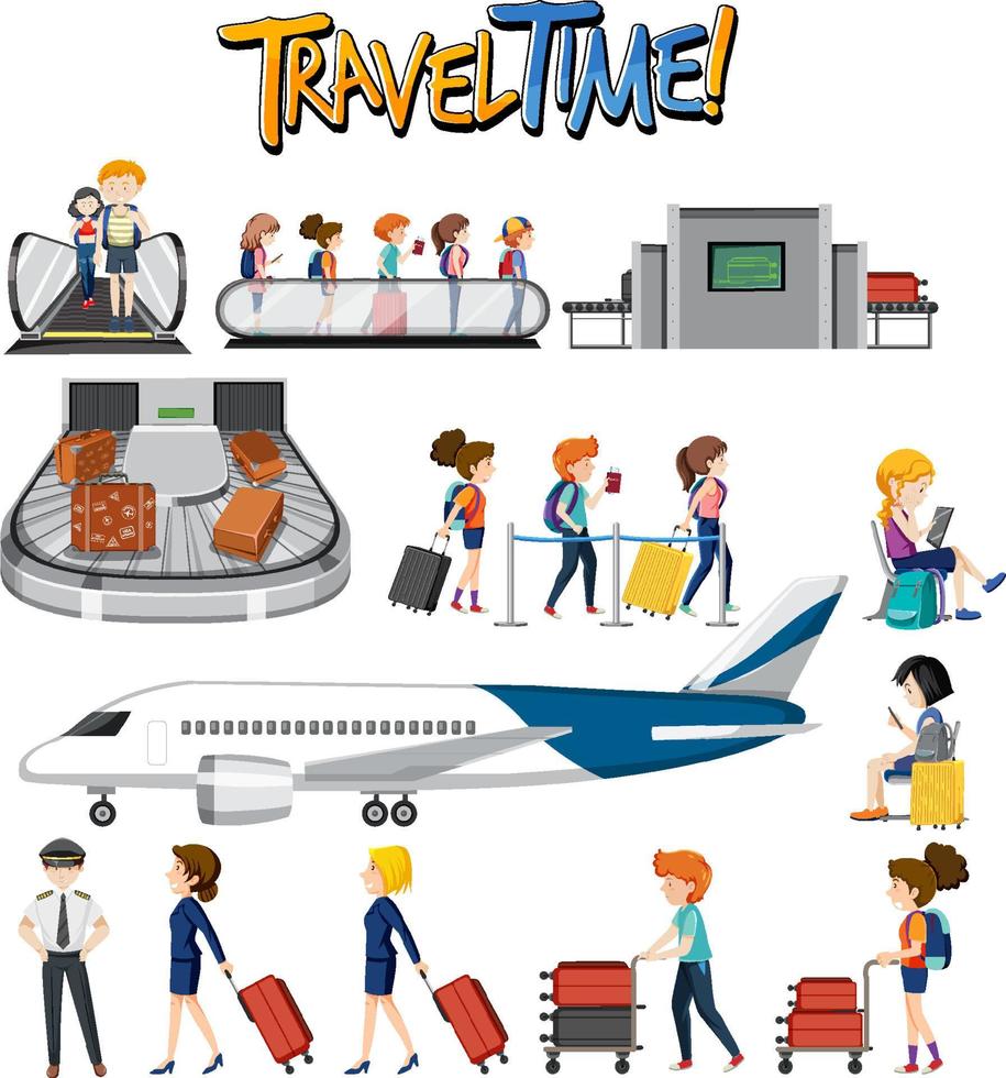 Set of traveling objects and travelers vector
