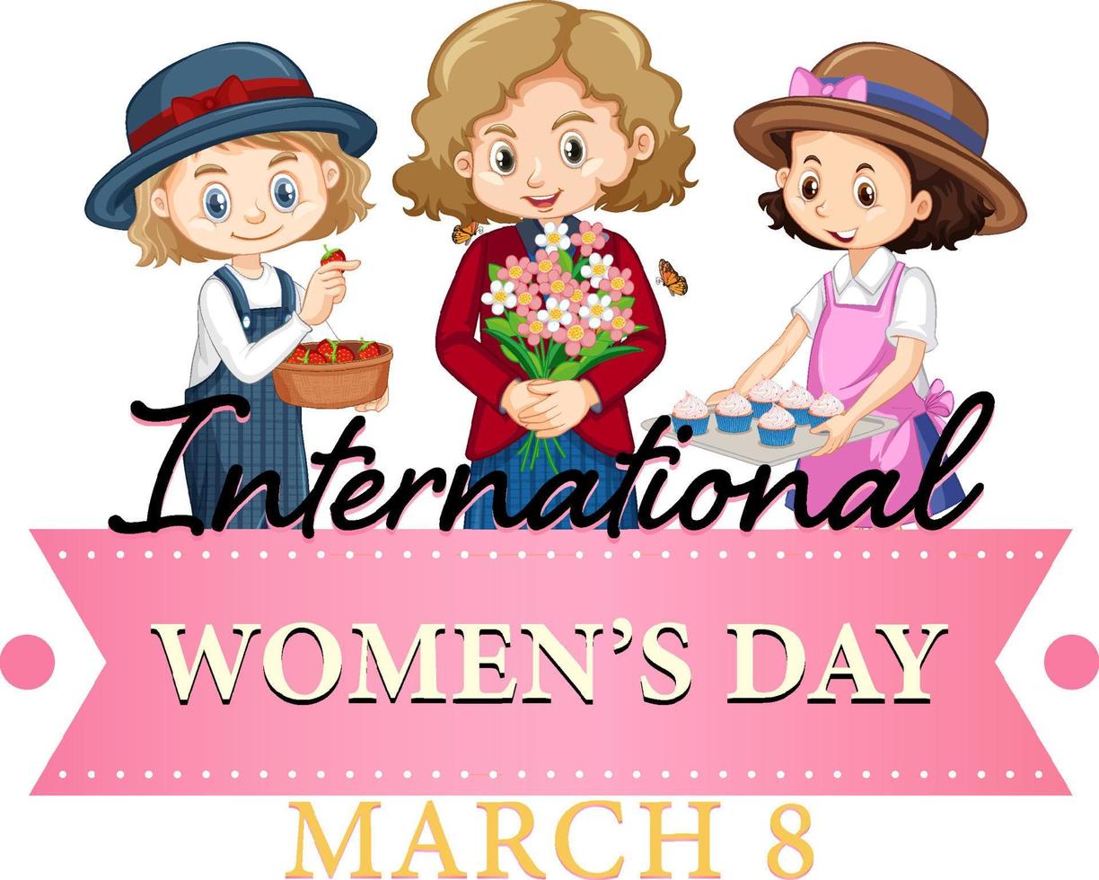 International women day with three women vector