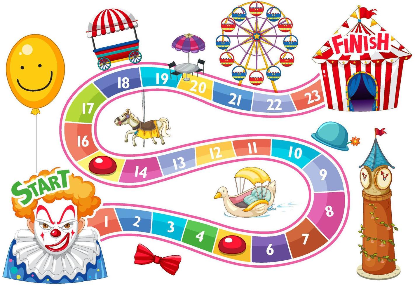 Counting number game template in circus theme vector