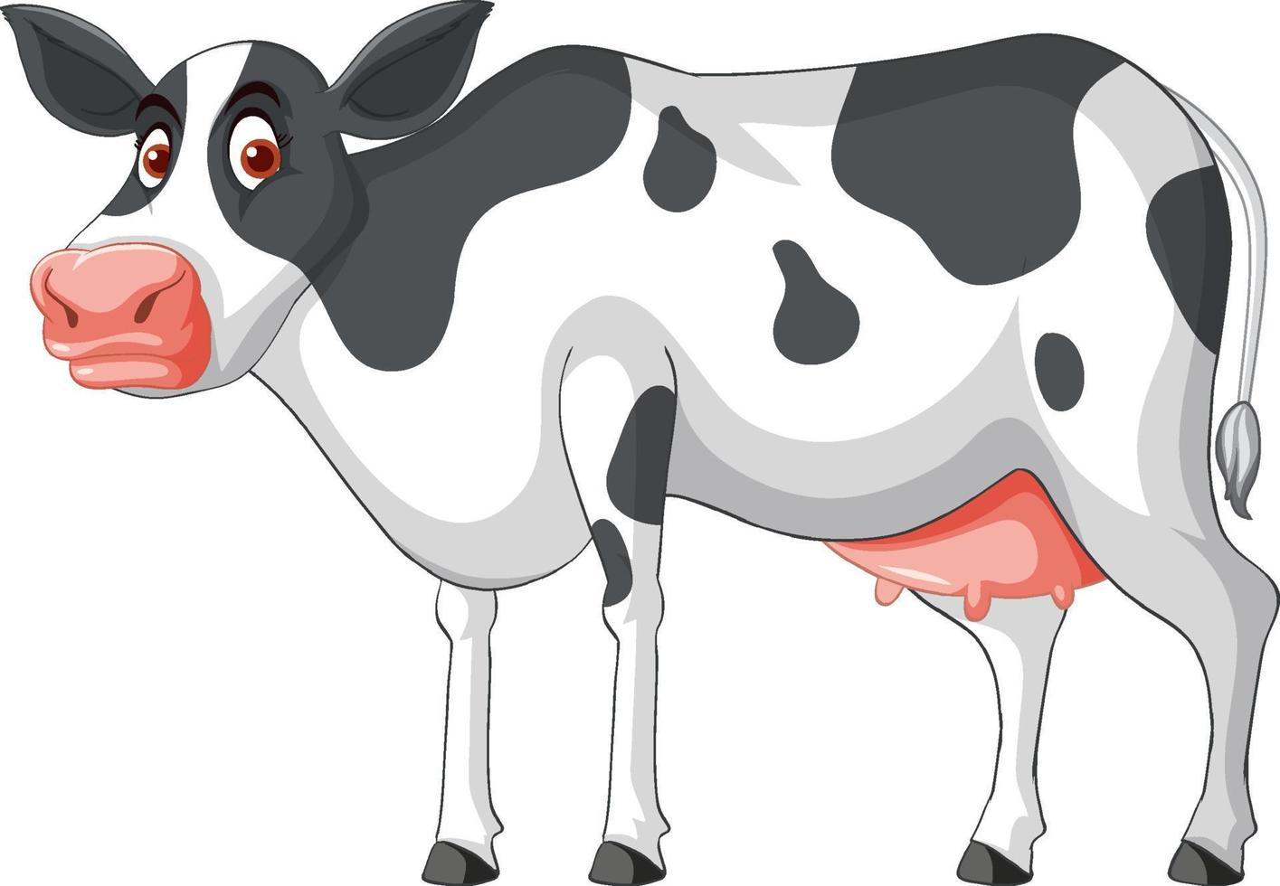 personaje de dibujos animados de pie de vaca lechera vector