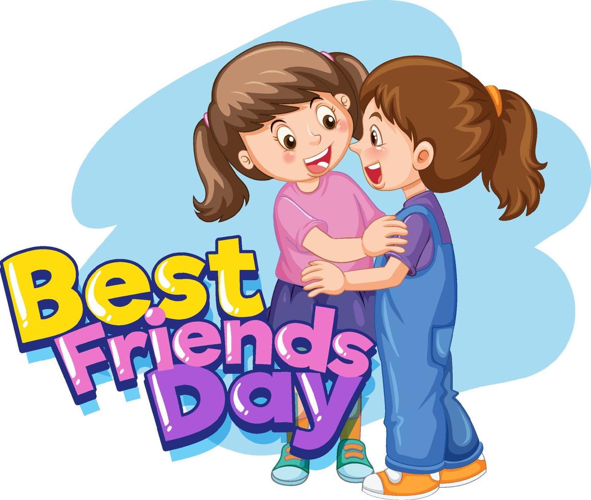 Best Friends Day logo with two girls hugging vector