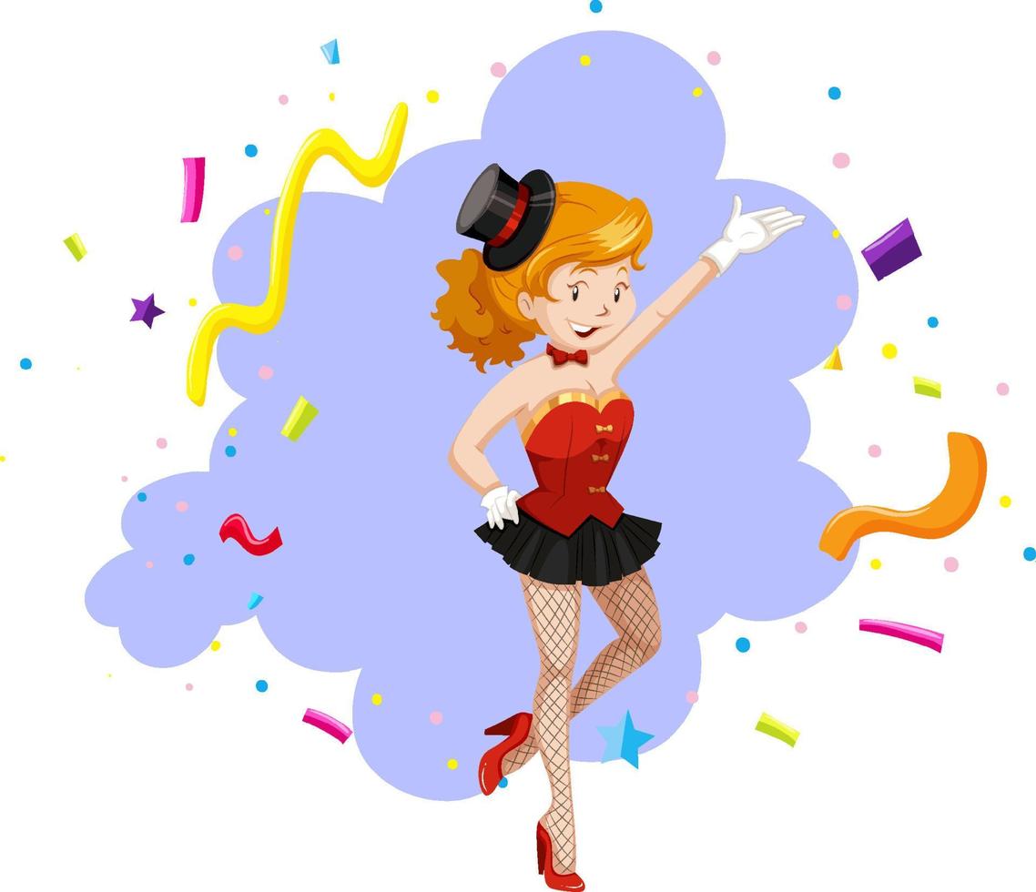 Happy showgirl on confetti background vector