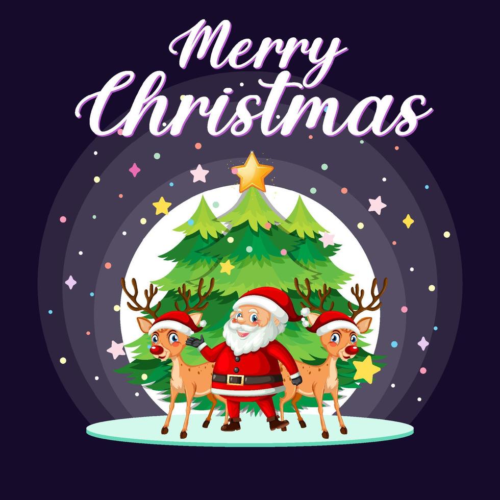 Merry Christmas poster design with Santa Claus and reindeer 6037390 ...