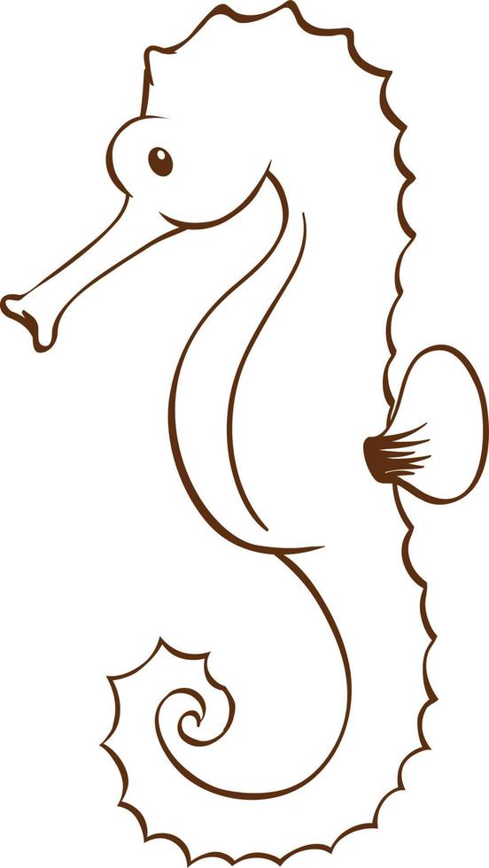 Seahorse in doodle simple style on white background vector