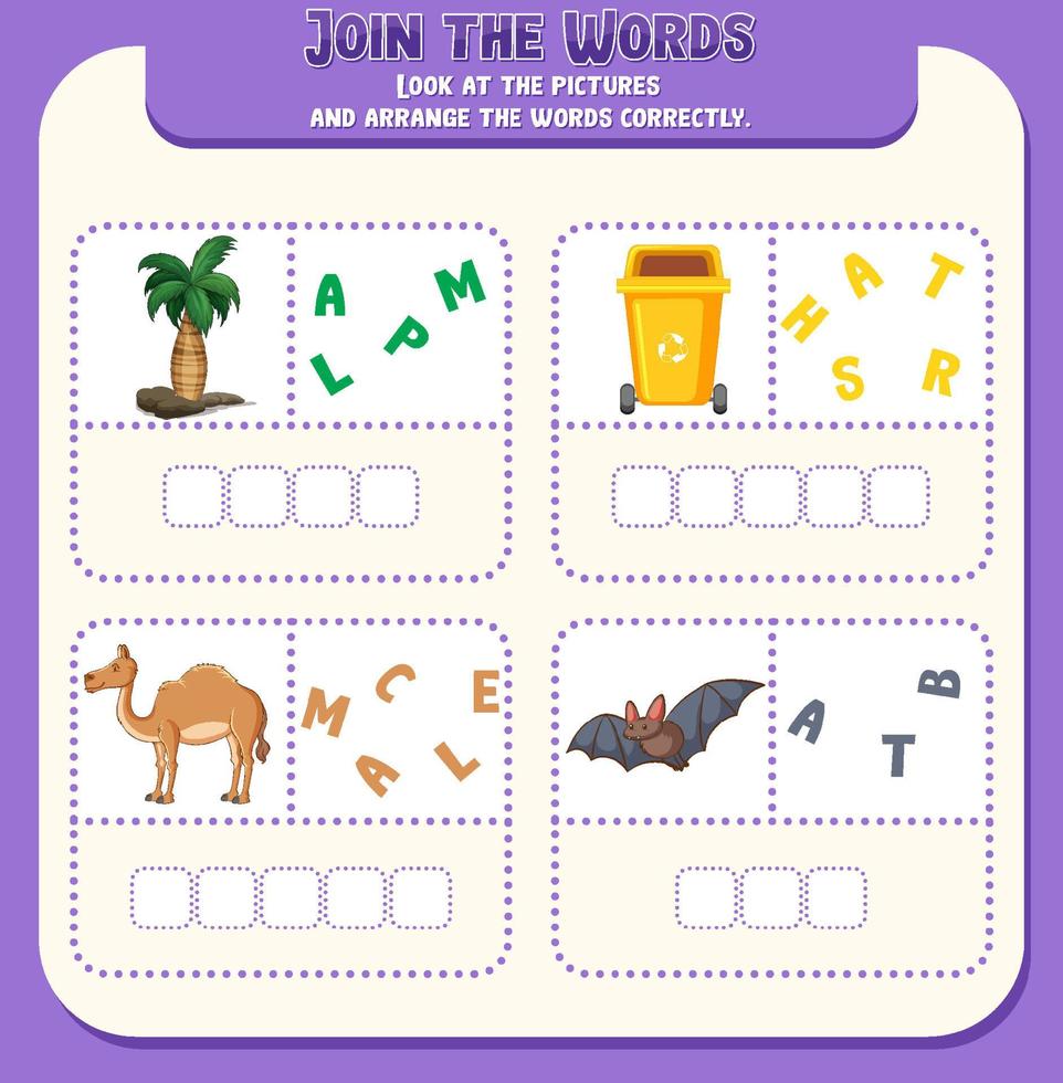 Spelling word game template vector