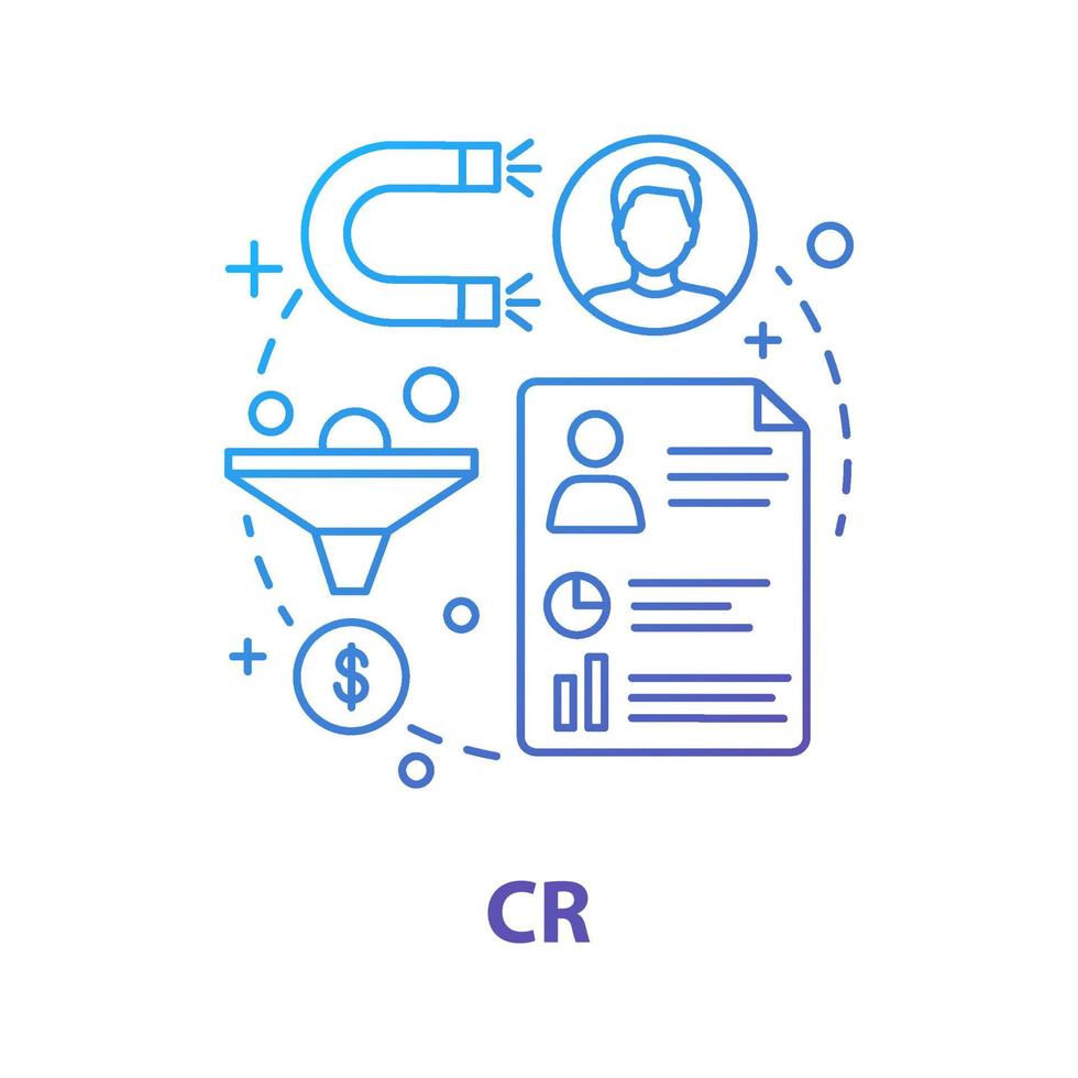 Conversion rate concept icon. CR. Sales funnel idea thin line illustration. Marketing. Website traffic. Customer retention. Vector isolated outline drawing