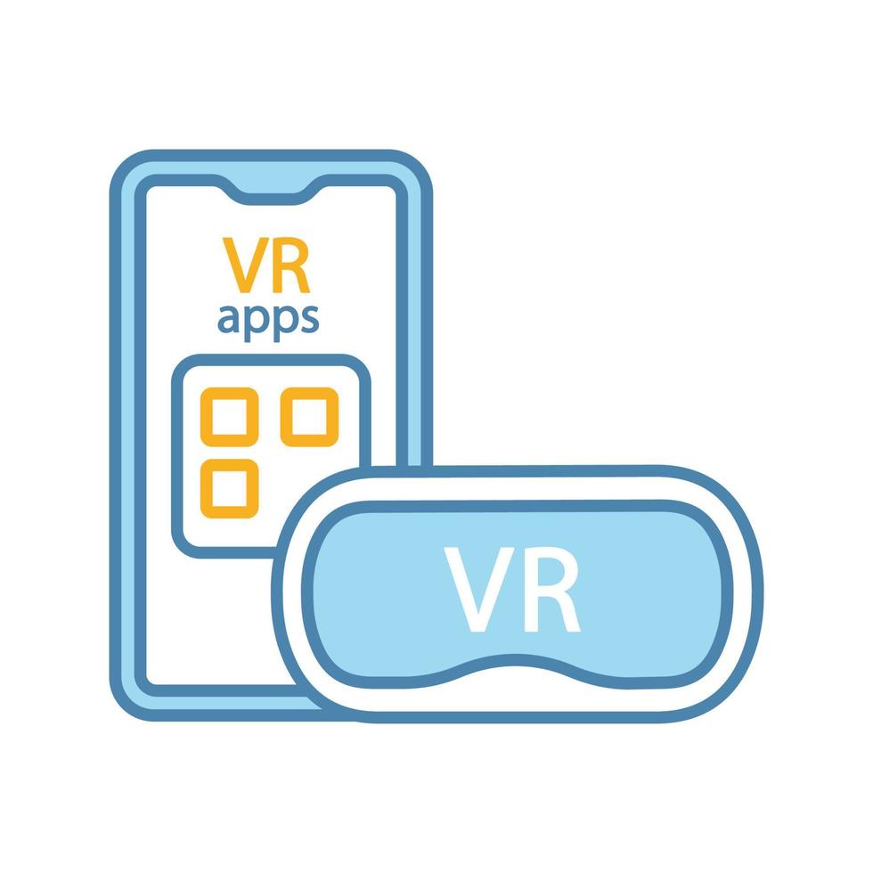 icono de color de auriculares vr de smartphone. Aplicaciones móviles de realidad virtual. máscara vr, gafas, gafas con teléfono. ilustración vectorial aislada vector