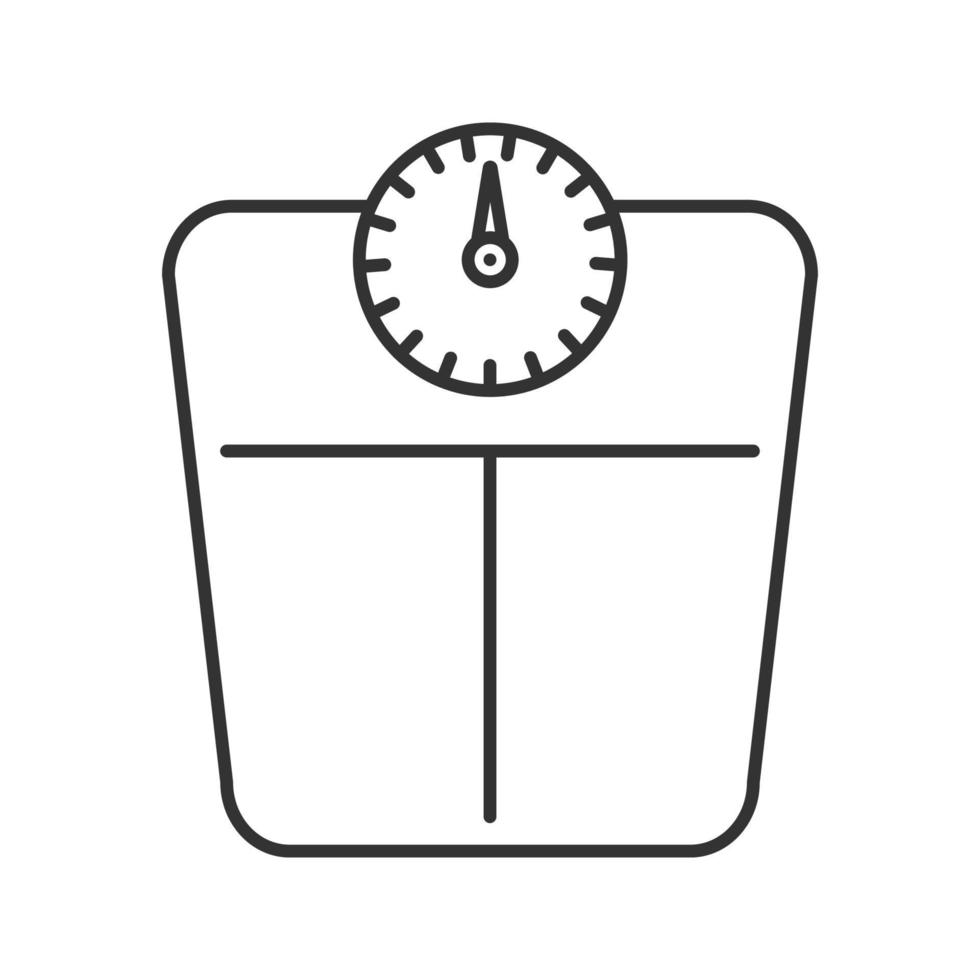Bathroom scales linear icon. Thin line illustration. Floor scales. Mass measuring device. Contour symbol. Vector isolated outline drawing