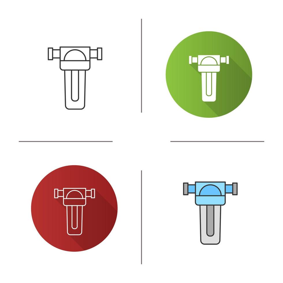 Water filter icon. Flat design, linear and color styles. Isolated vector illustrations