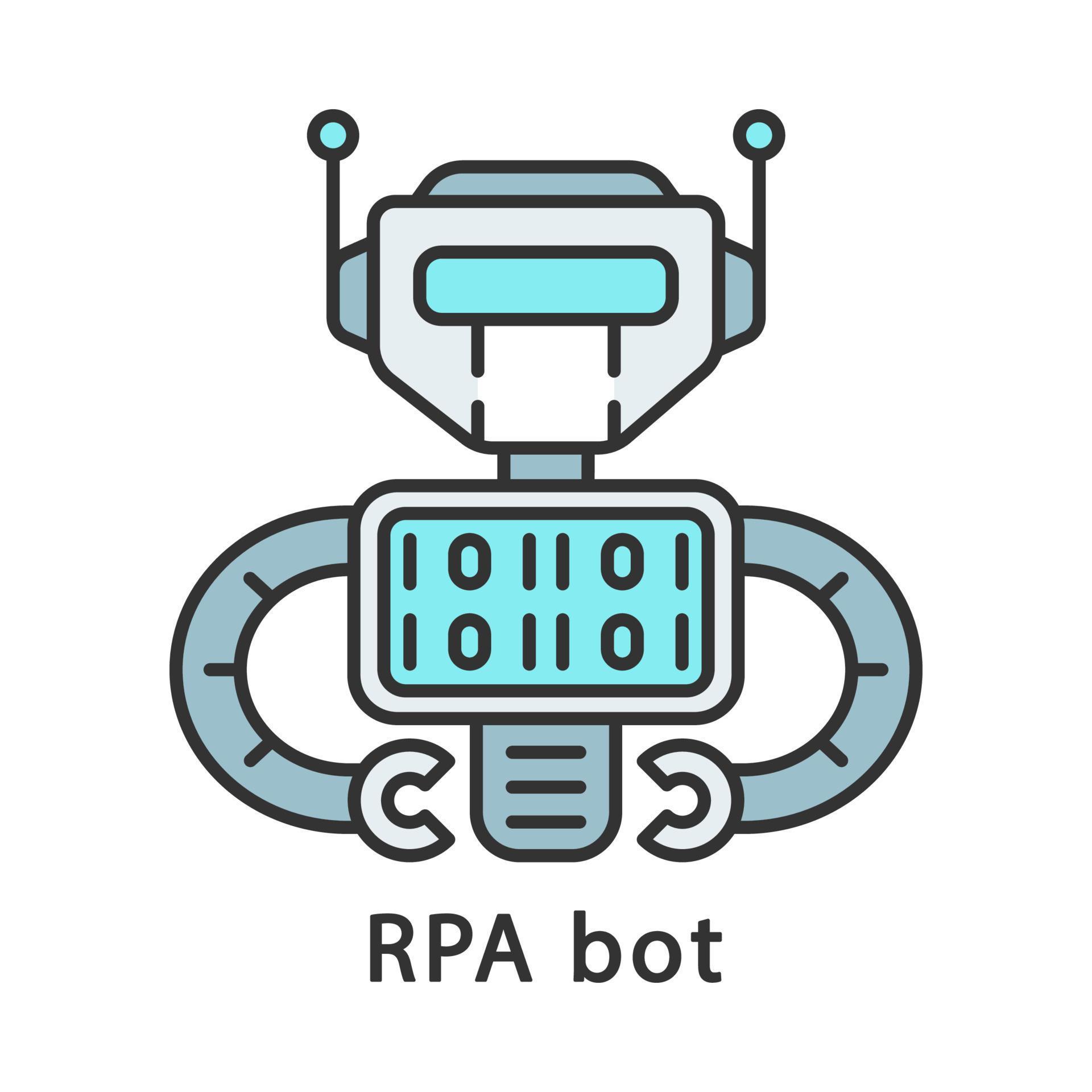 RPA bot color icon. Programmed cyborg. Software robot. Robotic process ...