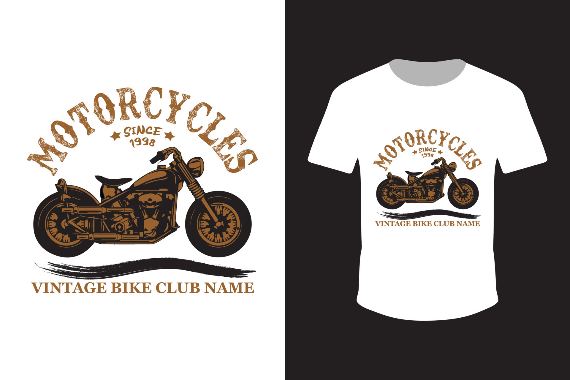 Vintage T-Shirt Motorcycle club T-shirt Design Free vector template 6038397  Vector Art at Vecteezy