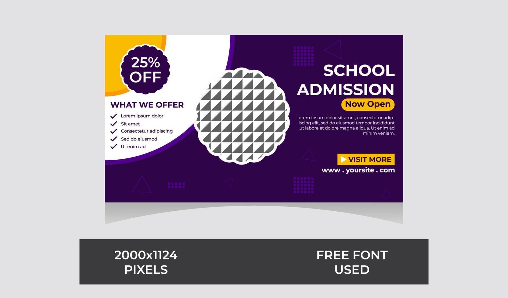 Editable Kids school education admission timeline cover layout and web banner template vector