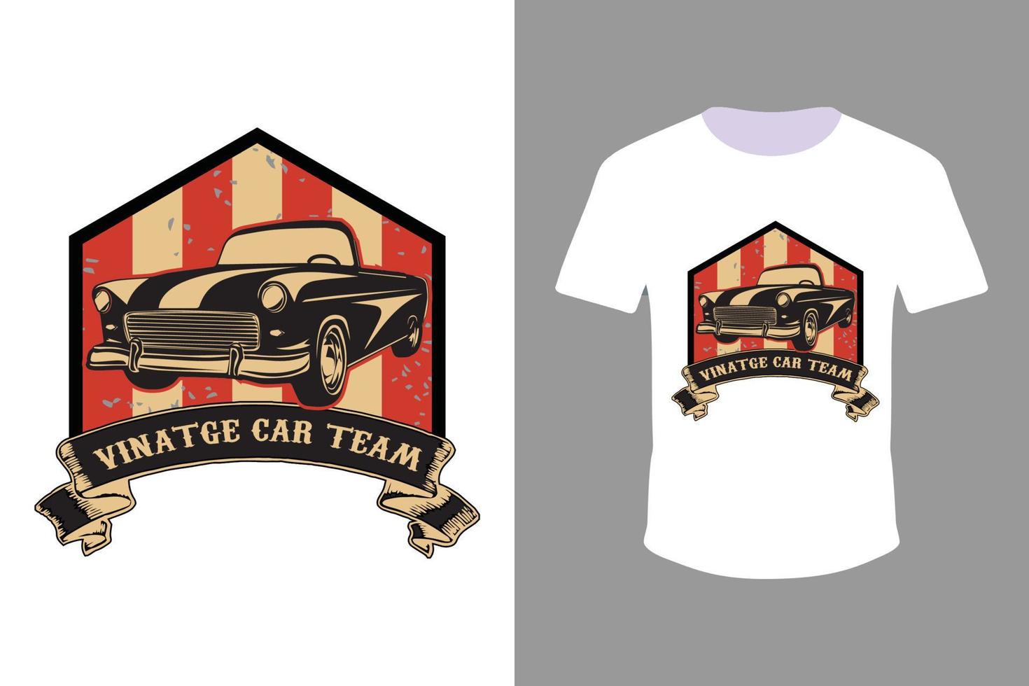 plantilla de vector de diseño de camiseta de ilustración de tarjeta vintage.diseño de camiseta de coche retro