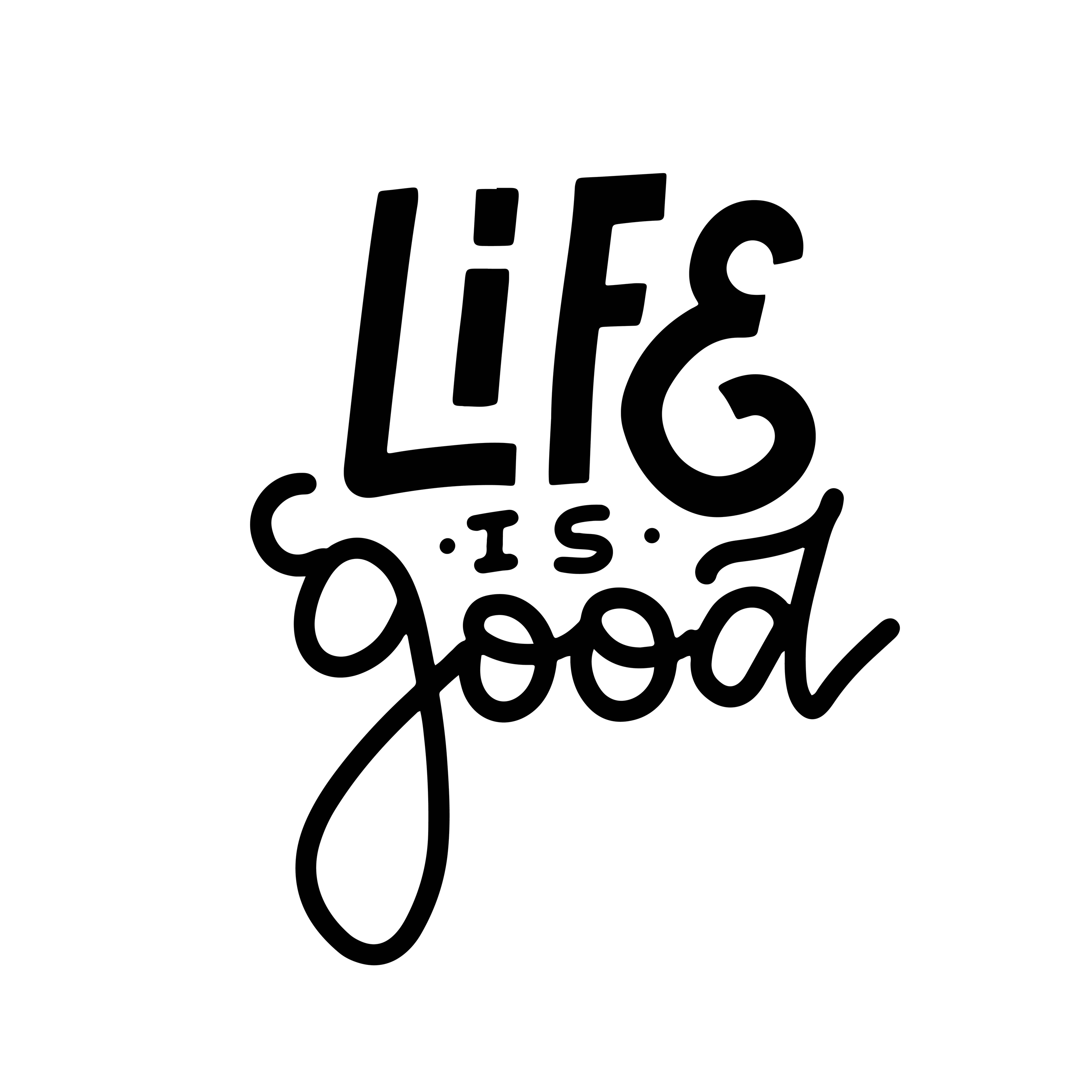 Life Is Good hand written lettering phrase. Vector trendy calligraphy
