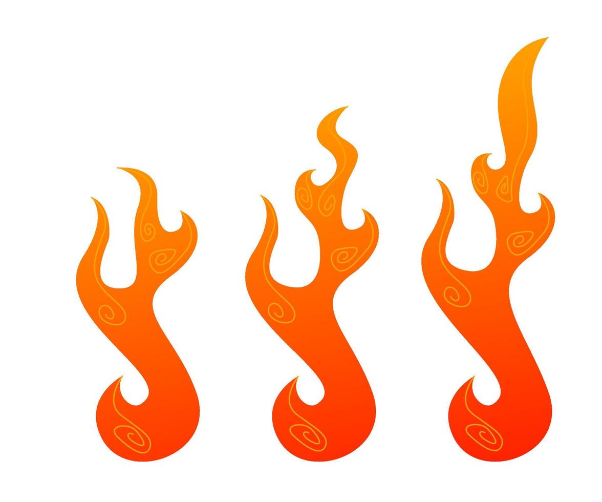 fire flames set, illustration of a burning fire, illustration of fire flame, set Illustration of fire vector