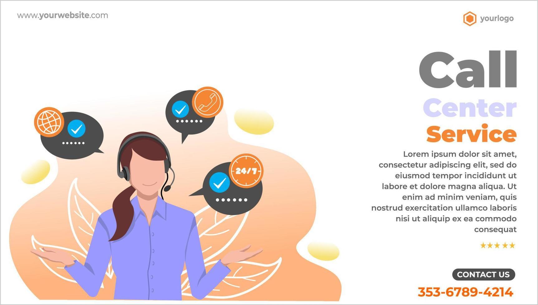 woman flat illustration design customer service and call center design vector