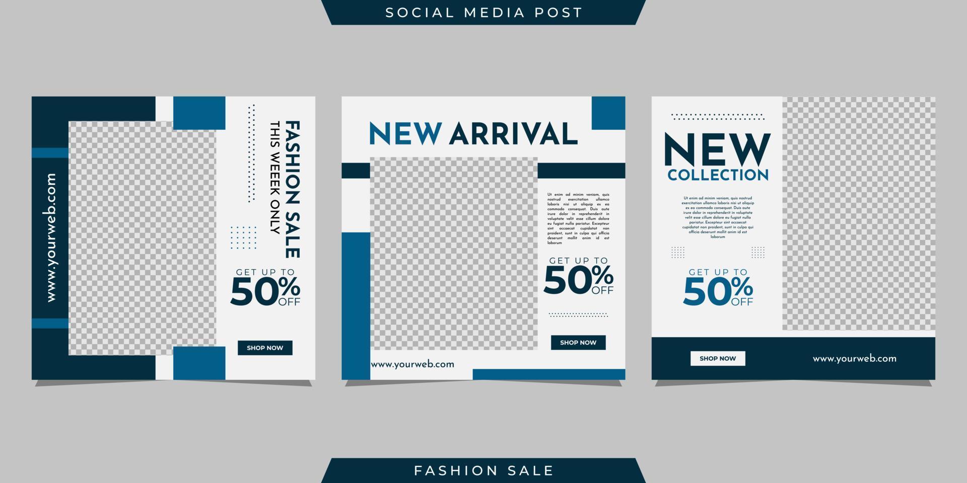 Collection of social media post banner template design. For digital marketing, promotion brand Fashion, etc vector