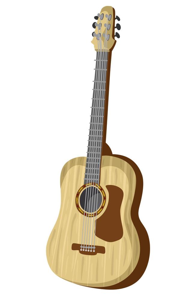 Acoustic guitar. Vector isolated illustration.